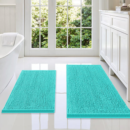Smiry Chenille Bathroom Rugs Sets 2 Piece (30x20+24x16, Black)