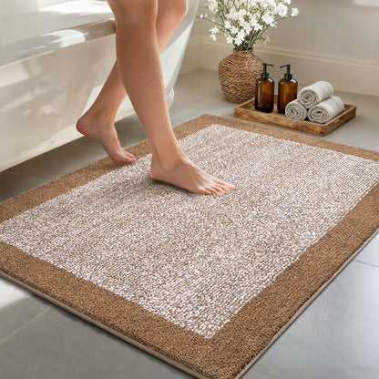 Long 2x4 Ft (48''x24'') Bathroom Rugs, Non Slip Washable Bath Mat Grey