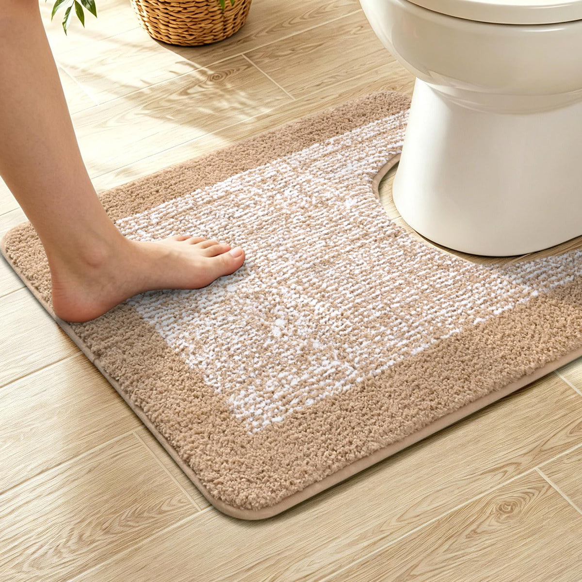 Long 2x4 Ft (48''x24'') Bathroom Rugs, Non Slip Washable Bath Mat Grey