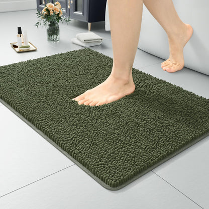 LOCHAS Luxury Bathroom Rug Shaggy Bath Mat 24 x 60 Inch, Gray