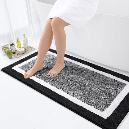 OLANLY Small Bathroom Rugs 24x16, Soft Absorbent Microfiber Bath Rugs, Grey