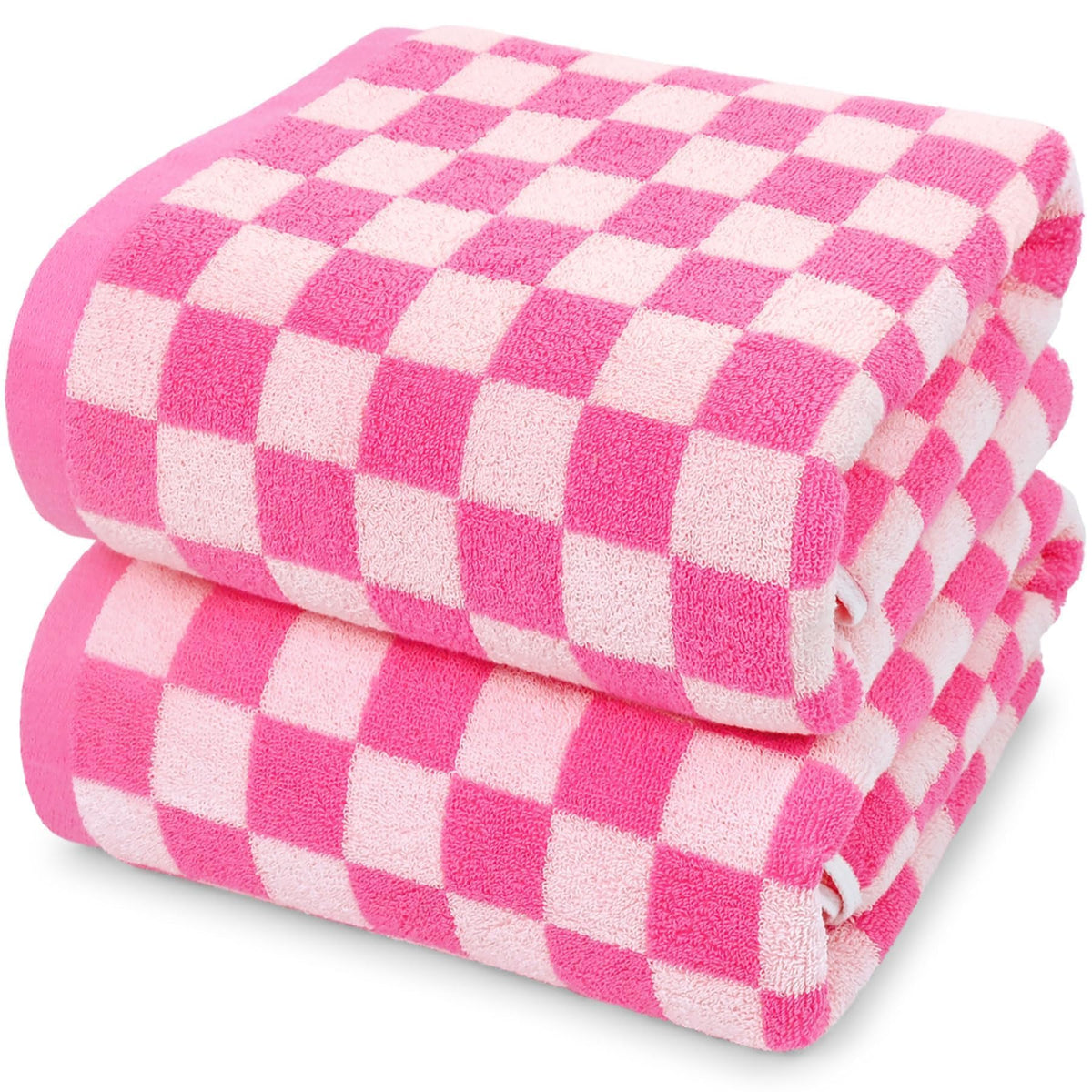 Jacquotha Black and White Checkered Cotton Bath Towels Set of 2