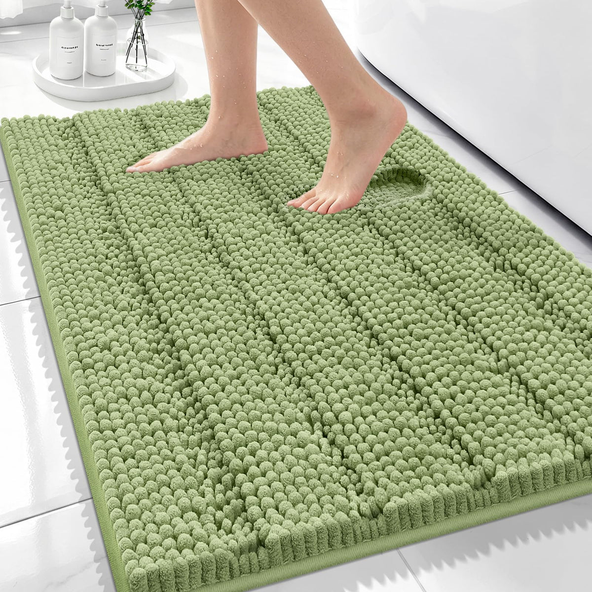 Bcoimo Bath Rug Mat,48x24 High Absorbent Latte Long Bathroom Runner Rugs