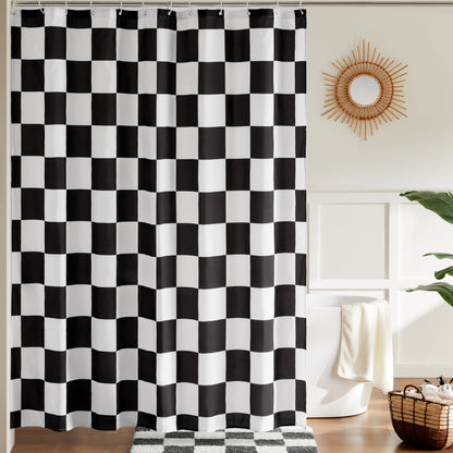 Ohocut Checkered Shower Curtain, Light Blue Shower Curtains for Bathroom, Cute Retro Checkboard Shower Curtain Vintage Aesthetic, Washable Fabric Bath Curtain 72''x72''