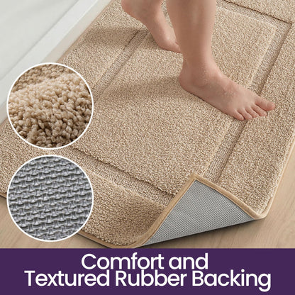 DEXI Bath Mat 36x24, Absorbent and Non Slip Bathroom Rugs, Beige