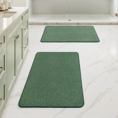 MIULEE Bathroom Rugs Set 2 Pieces, Thin Bath Mats Beige 17"x27"+20"x32"