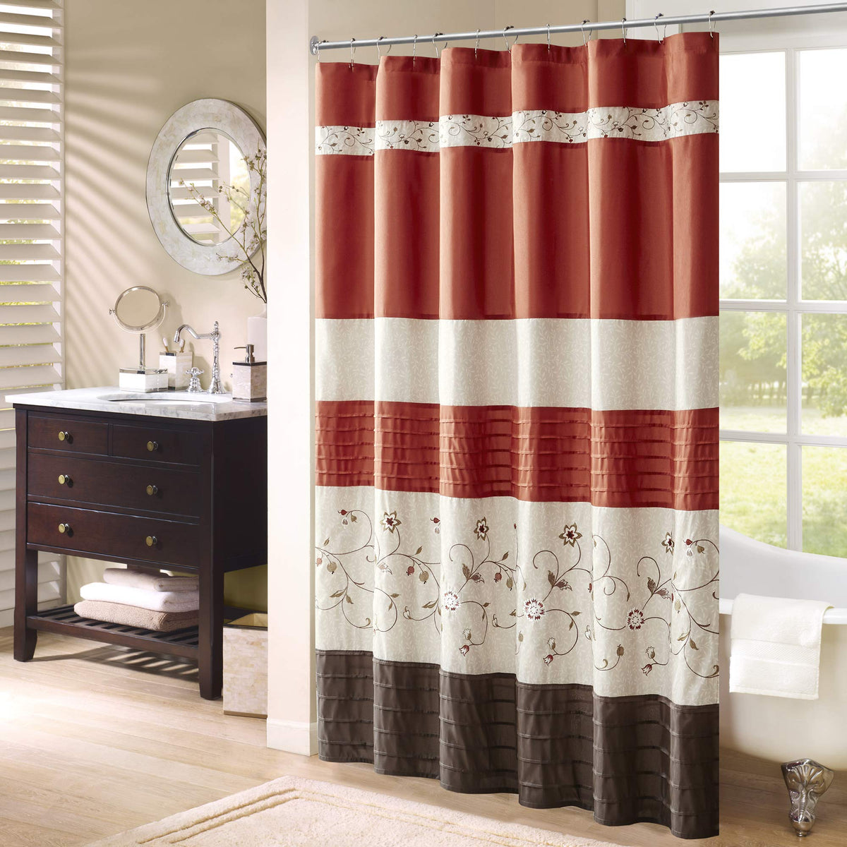 Madison Park Serene Shower Curtain for Bathroom, 72 x 72, Purple