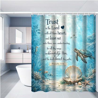 Sea Turtle Shower Curtain,Ocean Beach Shower Curtain, Tropical Summer Sea Theme Bathroom 72x72 Inch Proof Polyester Insulated Home Decor