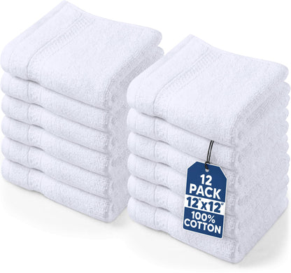 Utopia Towels 12 Pack Premium Wash Cloths Set, 12 by 12 Inches, 100% Cotton Ring Spun, Highly Absorbent and Soft Feel Essential Washcloths for Bathroom, Spa, Gym, and Face, Grey