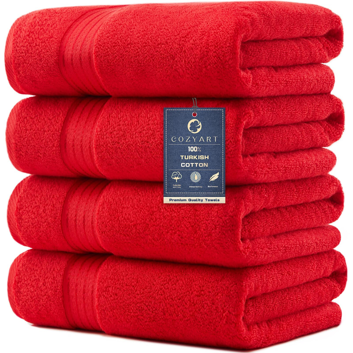 COZYART Luxury Bath Towels 4 PCS, 27x54 650 GSM Turkish Cotton Burnt Orange