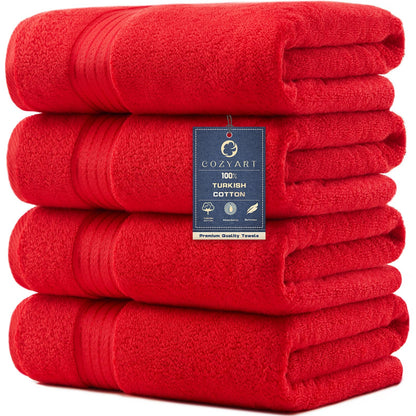 COZYART Luxury Bath Towels 4 PCS, 27x54 650 GSM Turkish Cotton Burnt Orange