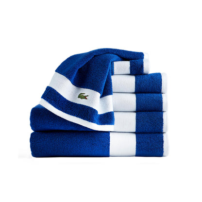 Lacoste Sport Stripe 100% Cotton 6-Piece Towel Set, Meteorite