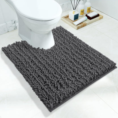 Yimobra Bathroom Rugs Non Slip Washable 32x20 Inch - Ultra Soft Absorbent Chenille Bath Mat, Quick Dry Shaggy Floor Carpet for Tub Shower, Gray Home Decor Accessories