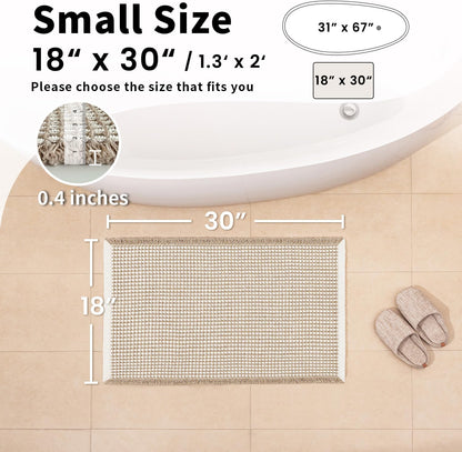 Waffle Bath Mat, Boho Bathroom Rugs Non Slip Washable, 18" x 30"