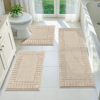 Pauwer Bathroom Rugs Sets 3 Piece, Microfiber Bath Mat Set, Dark Grey