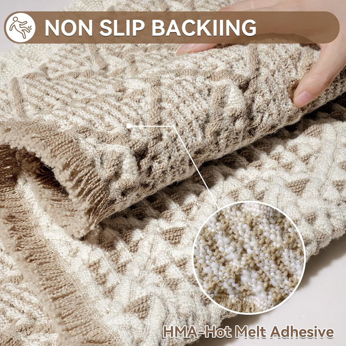 Waffle Bath Mat, Extra Soft Boho Bathroom Rugs, 16x24 Brown