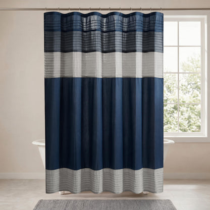 Madison Park Amherst 72 x 72 Bathroom Shower Curtain, Faux Silk, Black