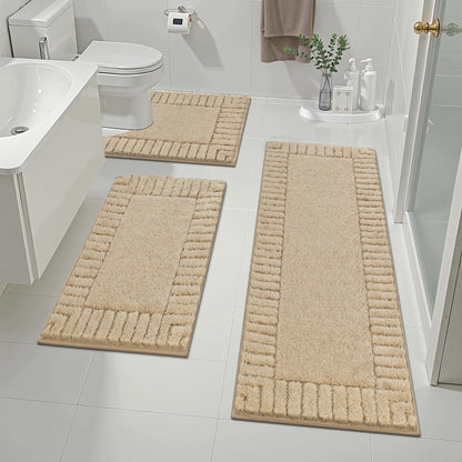 Pauwer Bathroom Rugs Sets 3 Piece, Microfiber Bath Mat Set, Dark Grey