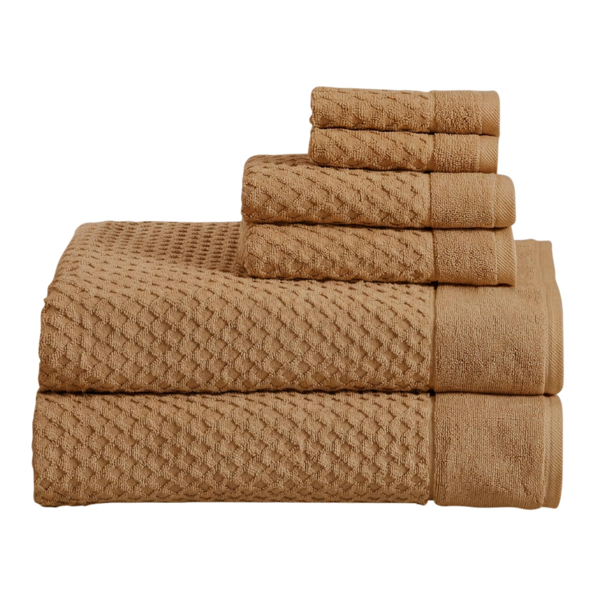Great Bay Home Bath Towels - 100% Cotton 6 Piece Towel Set - Diamond Waffle Weave - Absorbent, Durable, Quick-Dry Towels for Bathroom (Copper)