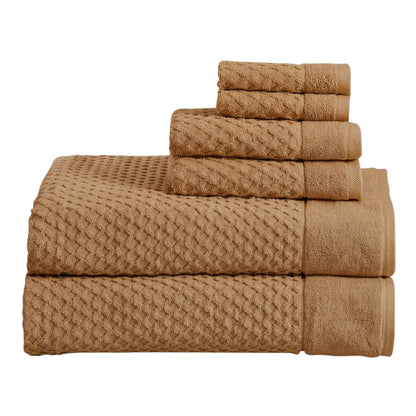 Great Bay Home Bath Towels - 100% Cotton 6 Piece Towel Set - Diamond Waffle Weave - Absorbent, Durable, Quick-Dry Towels for Bathroom (Copper)