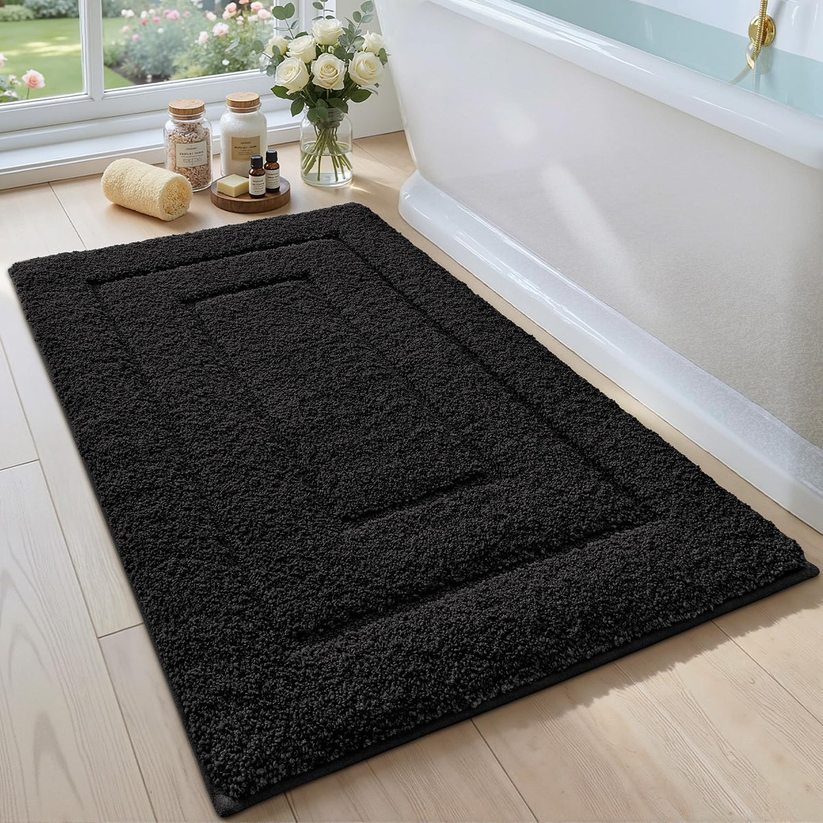 DEXI Bathroom Rugs 36x24, Non-Slip and Absorbent Bath Mat, Beige