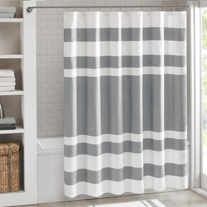 Madison Park Arbor Waffle Shower Curtain for Bathroom, 72 x 72, Beige