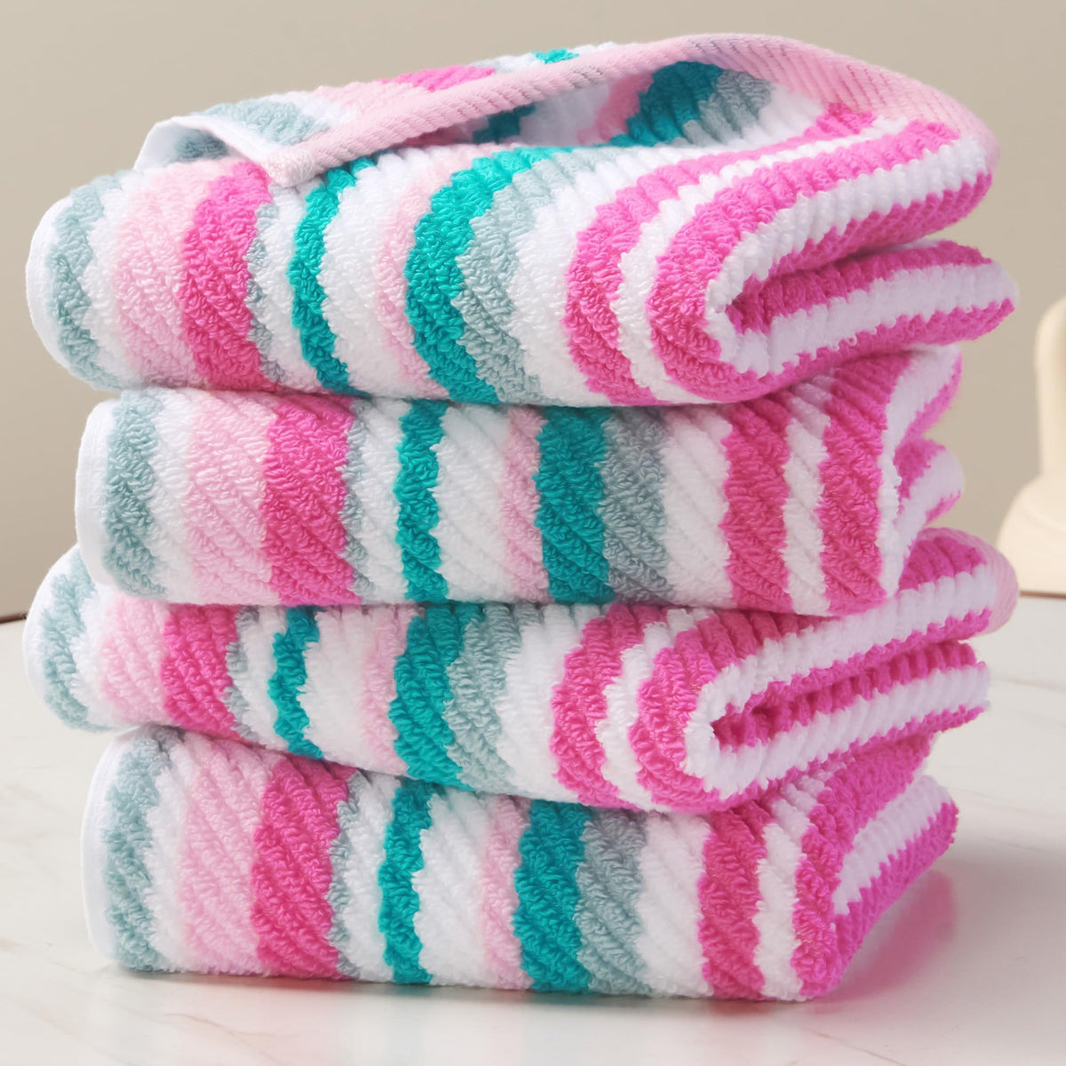 VOOVA & MOVAS Hand Towels 4 Pack, 100% Cotton, 16x27 in, Sage Beige