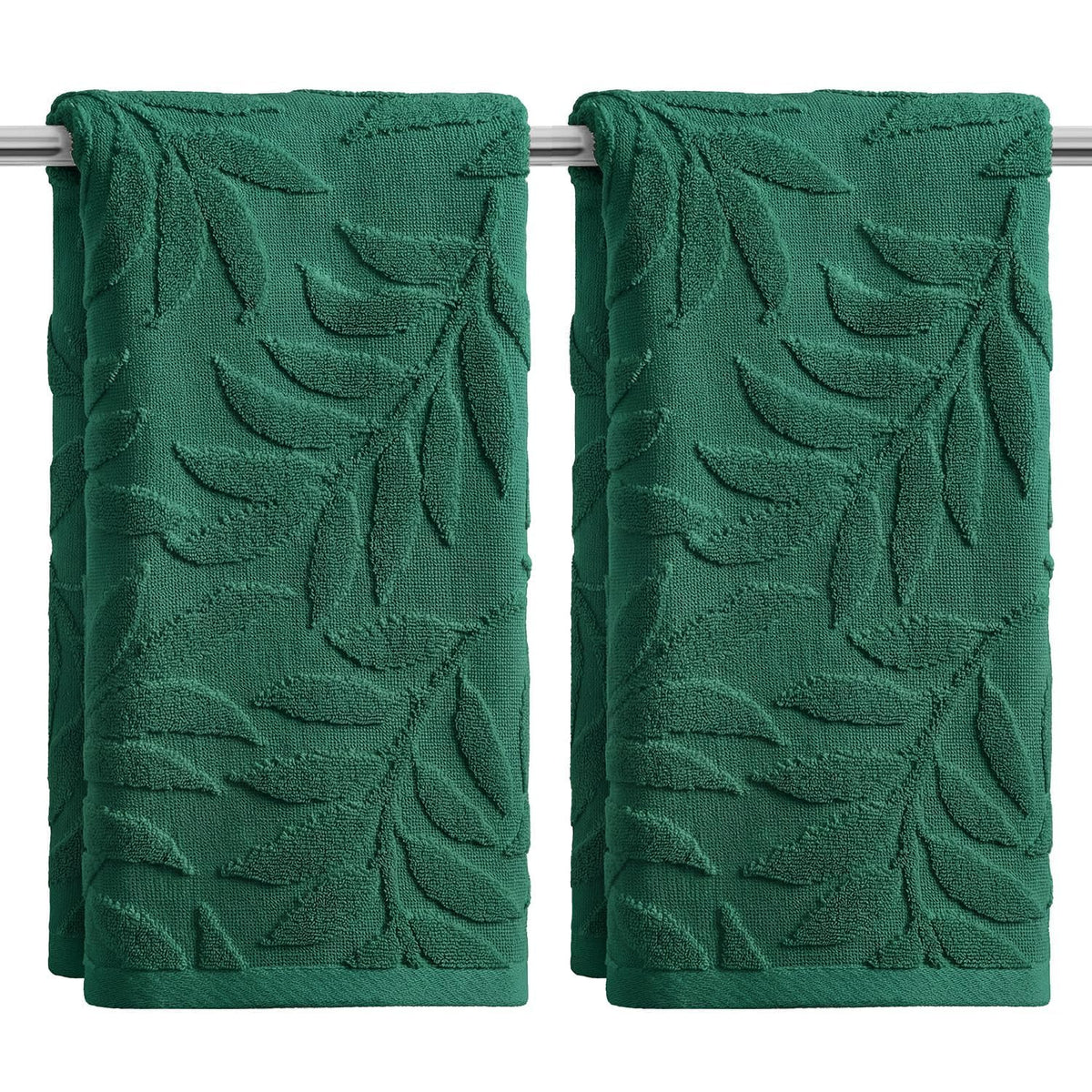 Artoid Mode 2 Pcs Caramel 3D Leaves Jacquard Hand Towels for Bathroom, 100% Cotton Soft Absorbent Bathroom Decor Towels, 13.7 x 29.5 Inch