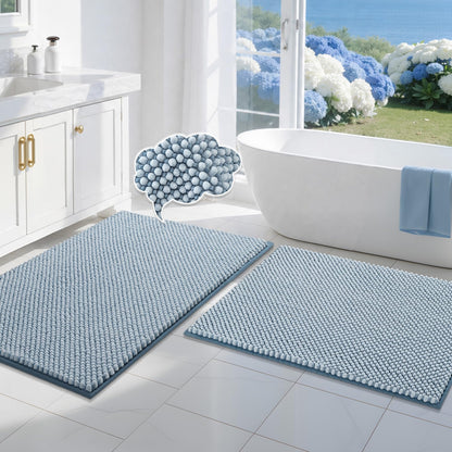 BSICPRO Bathroom Rugs Set 2 Piece, Light Blue, 20"x32" + 16"x24"
