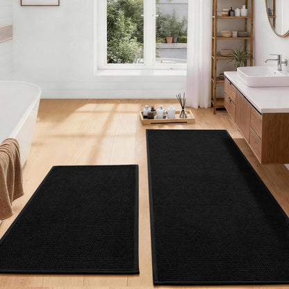 YIHOUSE Gray Bathroom Rugs Sets 3 Piece, Quick Dry Thin Bath Mat with Toilet Rug, Non Slip Absorbent Machine Washable, Bath Runner Rugs for Bathtub Sink Home Decor