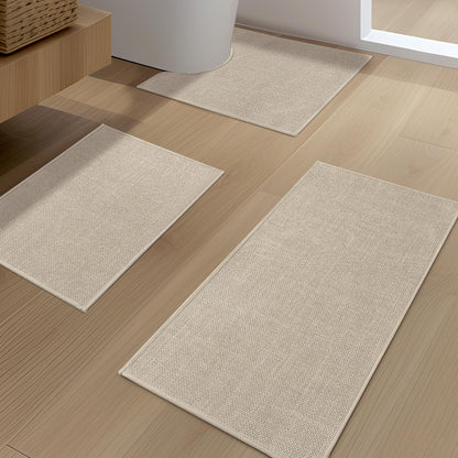 YIHOUSE Bathroom Rugs Thin Bath Mat Sets 2 Pieces Quick Dry,Beige