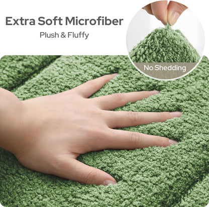 HOMEIDEAS Bathroom Rugs Sets 2 Piece Sage Green 16 * 24+20 * 32"
