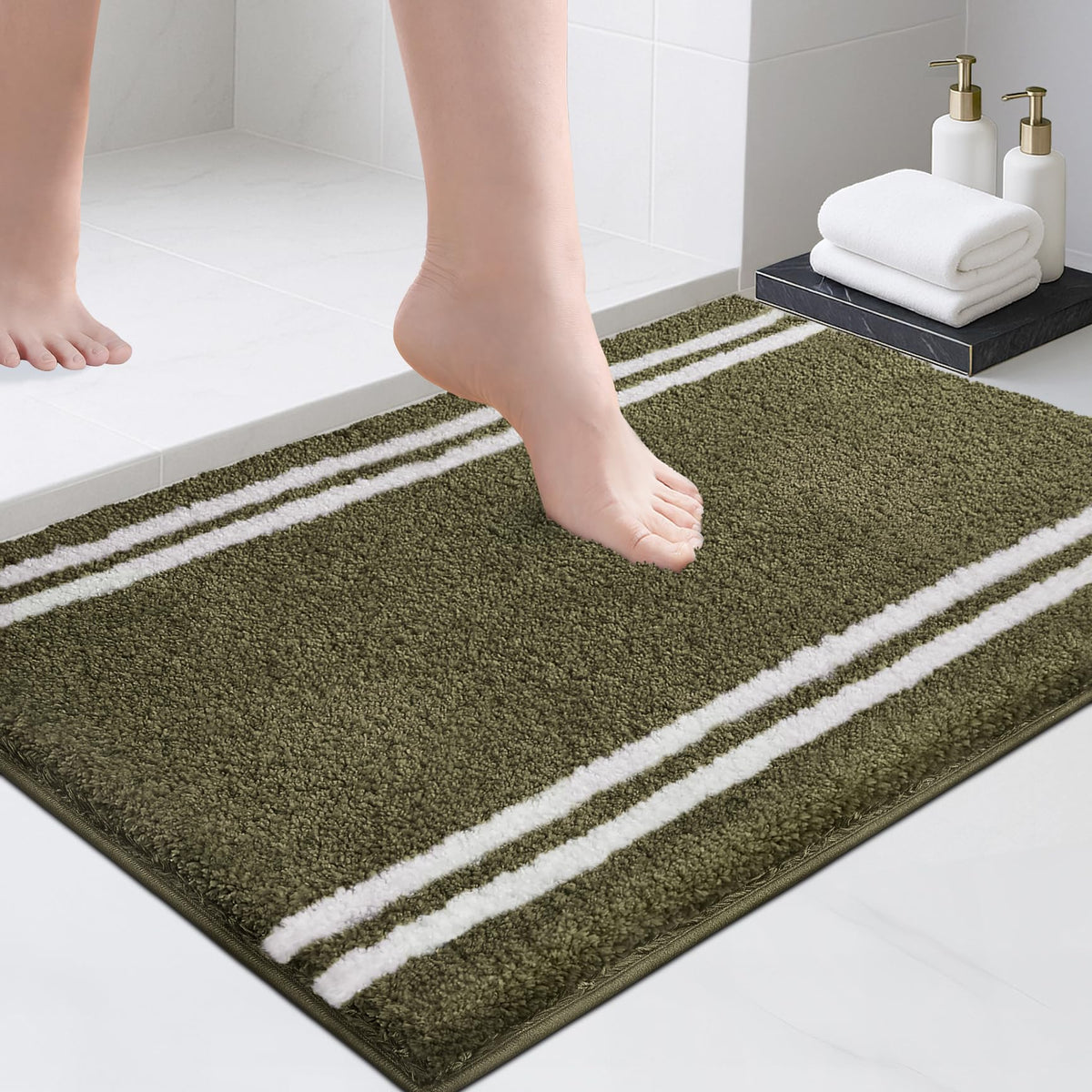 PURRUGS Bathroom Runner Rug, Bath Mat, 24" x 60", Beige