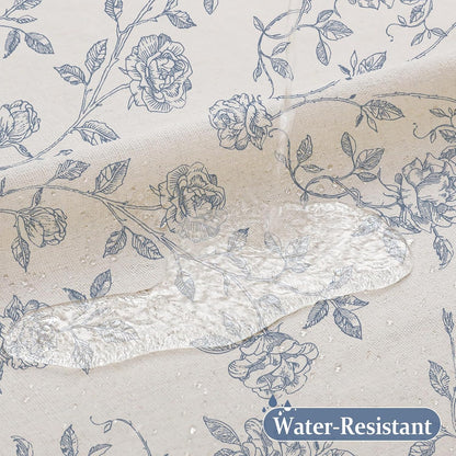MitoVilla Vintage Farmhouse Blue Floral Poly-Cotton Shower Curtain, 72x72