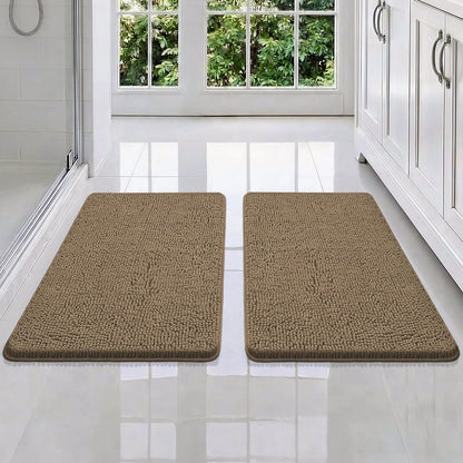 Bcoimo Bath Rug Mat,Sage Chenille High Absorbent Long Bathroom Runner Rugs