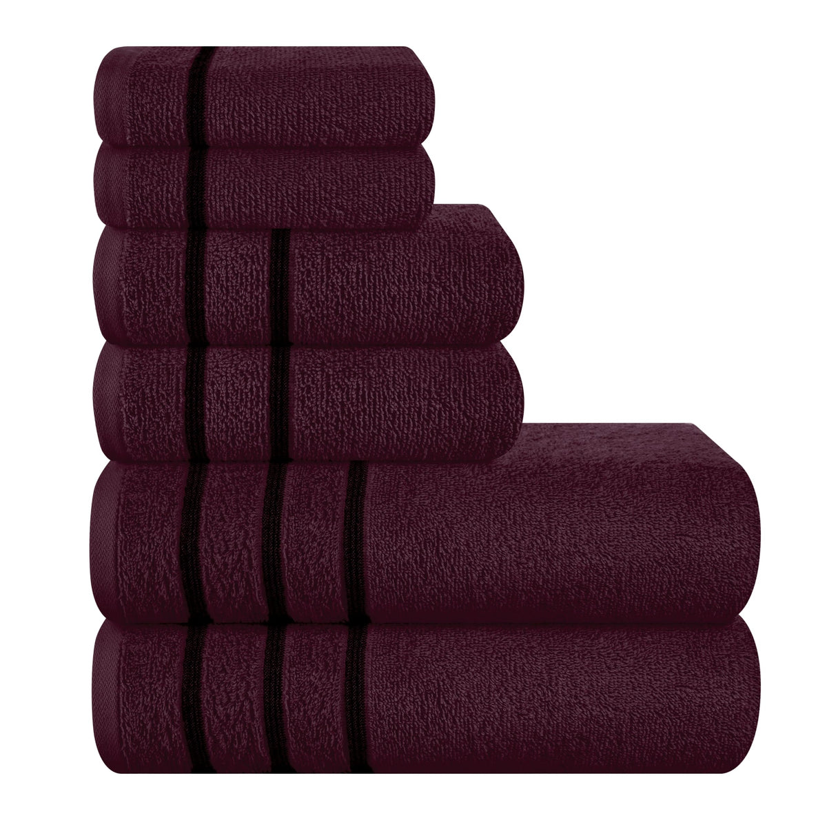 MyOwn Ultra Soft 6 Pack Cotton Towel Set, Contains 2 Bath Towels 28x55 inch, 2 Hand Towels 16x24 inch & 2 Wash Coths 12x12 inch, Ideal Everyday use, Compact & Lightweight - Pink, 71662
