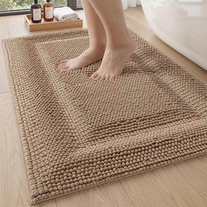 DEXI Bathroom Rugs 36x24, Non Slip Washable Chinelle Bath Mat, Taupe