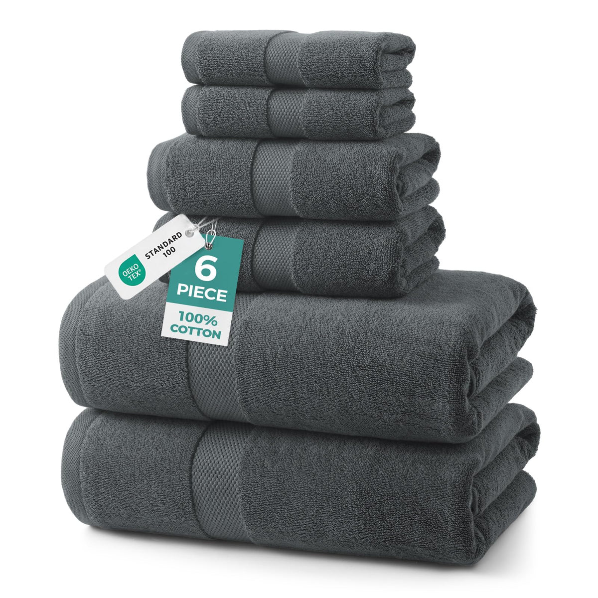 ecolook Ultra Soft 6-Piece Towel Set, 100% Cotton