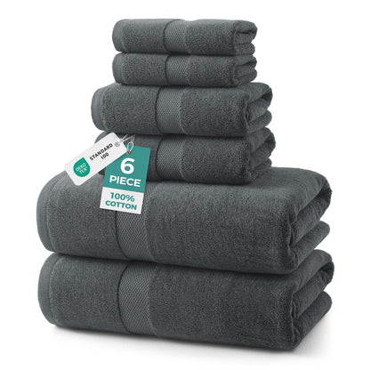 ecolook Ultra Soft 6-Piece Towel Set, 100% Cotton
