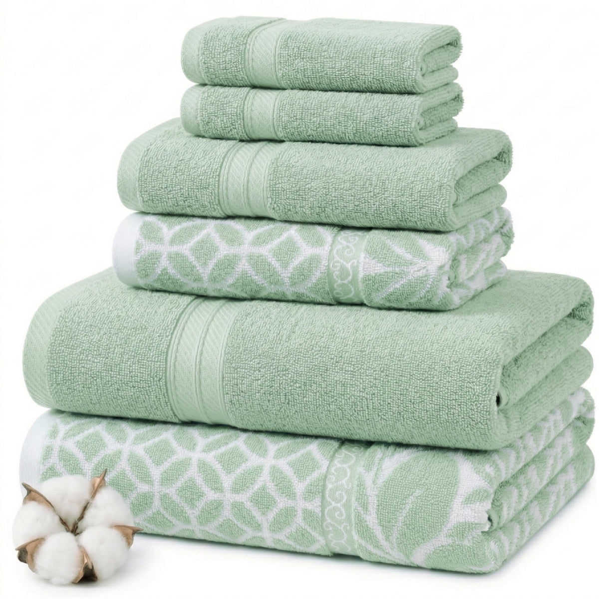 Modern Threads 6 Piece Bath Towel Set – Bathroom Set with 2 Bath Towels, 2 Hand Towels, and 2 Wash Cloths – 100% Cotton, Super Absorbent & Extra Soft – Reversible Floral Trail (Navy)