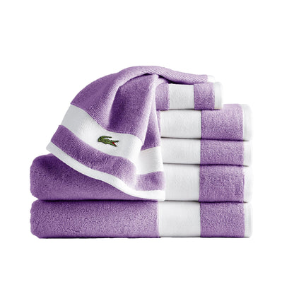 Lacoste Sport Stripe 100% Cotton 6-Piece Towel Set, Meteorite