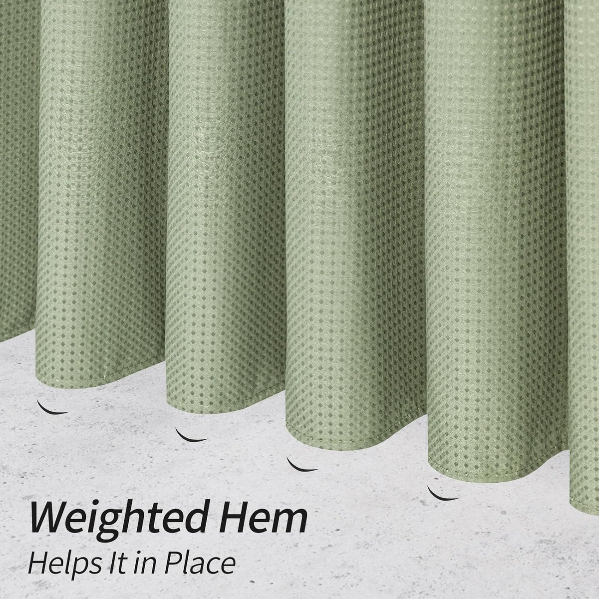 Sage Green Luxury Heavyweight Textured Fabric Shower Curtain Hotel,72x72