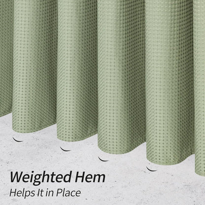 Sage Green Luxury Heavyweight Textured Fabric Shower Curtain Hotel,72x72