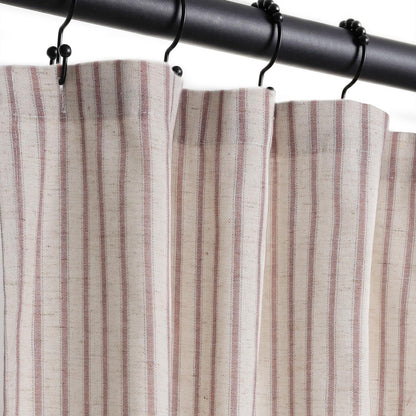 Farmhouse Striped Shower Curtain - 72x72 Inches, Linen Blend Fabric, Breathable & Machine Washable, Rustic Black for Bathroom Decor (Hooks/Liner Not Included)