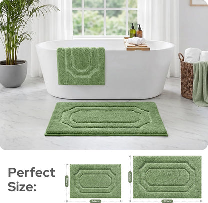 HOMEIDEAS Bathroom Rugs Sets 2 Piece Sage Green 16 * 24+20 * 32"