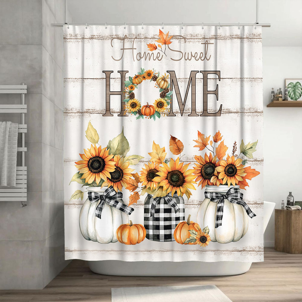 Tijuboni Farmhouse Shower Curtain Cotton Flowers Shower Curtains for Neutral Country Bathroom Decor Rustic Shower Curtain Set Waterproof Polyester Fabric 60 x 72 Inch
