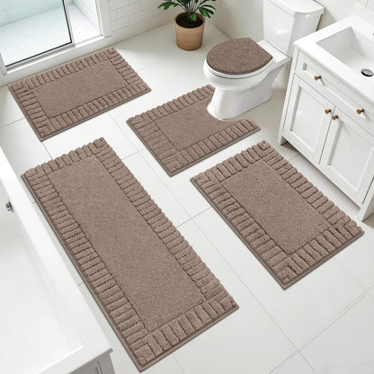 Pauwer Bathroom Rugs Sets 3 Piece, Microfiber Bath Mat Set, Dark Grey