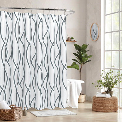Fabric Modern Shower Curtain-Burgundy & White Shower Curtains for Bathroom