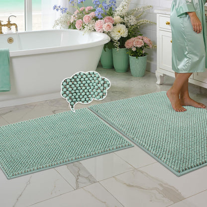 BSICPRO Bathroom Rugs Set 2 Piece, Light Blue, 20"x32" + 16"x24"