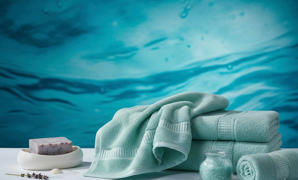 Melissa Linen Fingertip Towels 4 Pack, 100% Turkish Cotton, Small Hand Towels for Body and Face, 12 x 18 in, Soft and Absorbent, Quick Dry, Aqua Green (Light Teal/Seafoam)